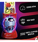 Nutri-blend Juicer, Mixer, Grinder, Blender & Smoothie Maker | 400W 22000 RPM 100% Full Copper Motor | Stainless steel Blades | 3 unbreakable jars | 2 Years warranty | Recipe book by Chef Sanjeev Kapoor | Red